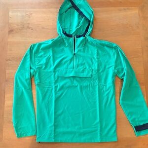 Women’s Green pullover windbreaker hoodie 1/4 zip shirt jacket Adjustable Sleeve